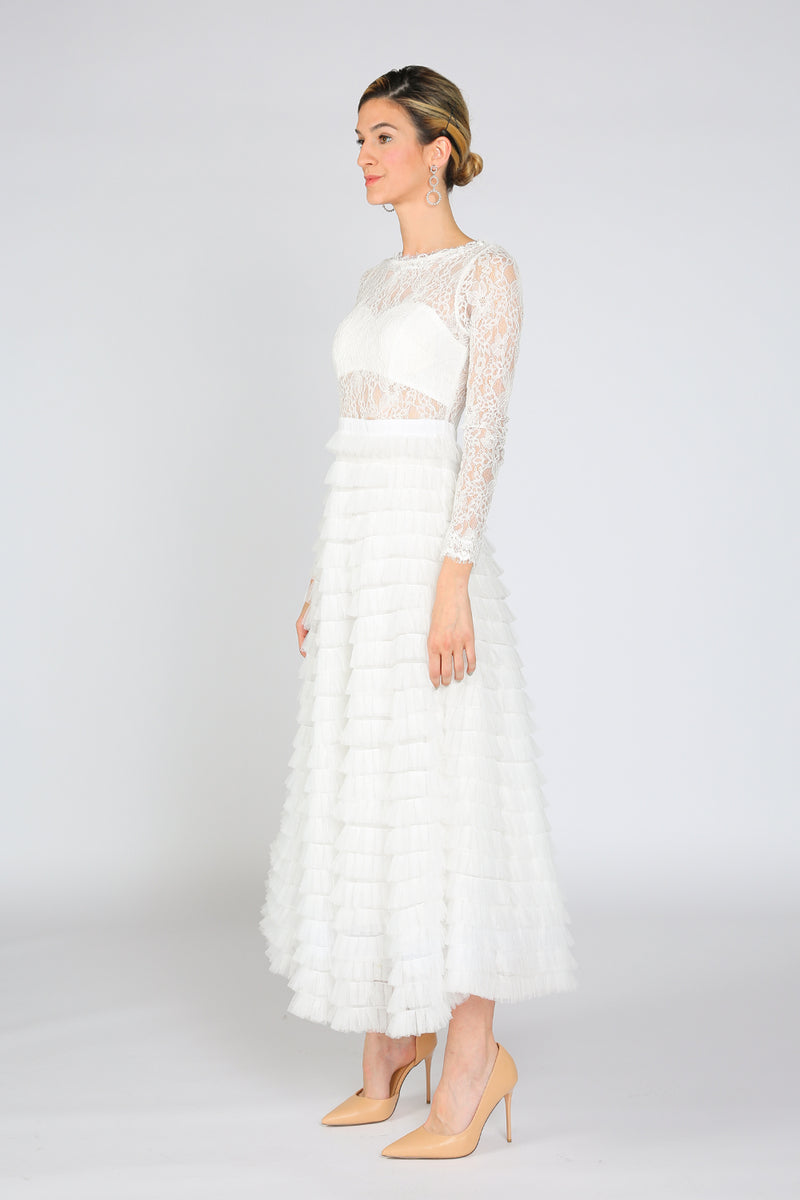 Allover Lace Bodice With Ruffle Tiered Maxi Dress - Shop Beulah Style