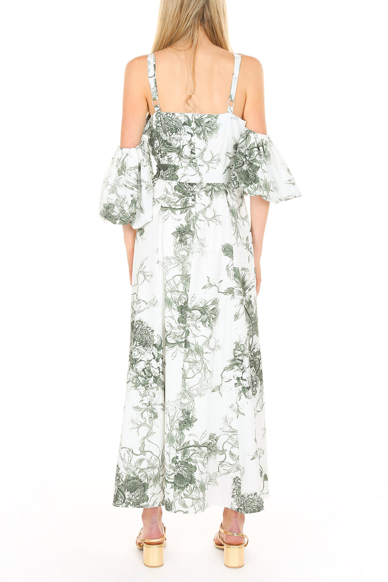 Eric Off Shoulder Hawaiian Floral Print Maxi Dress