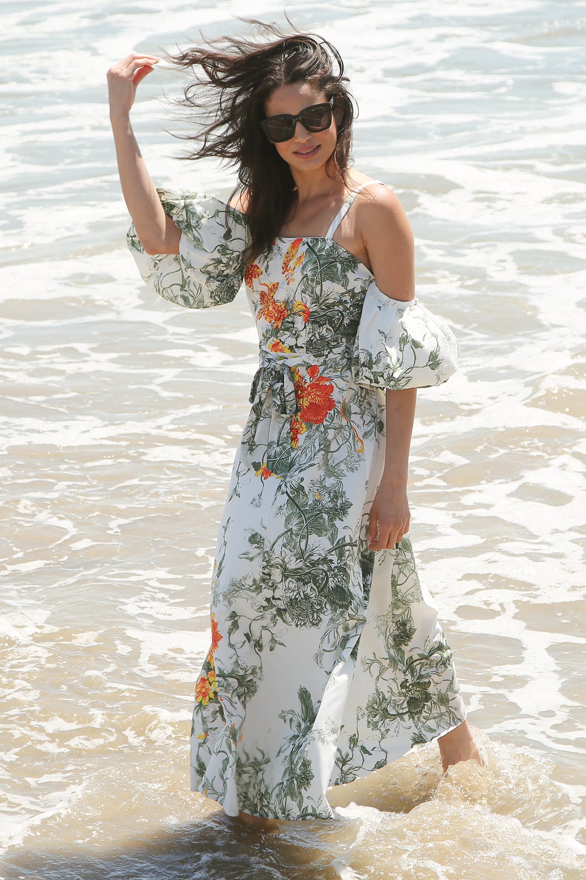 Cathy Tropical Print Falling Off Shoulder Maxi Dress - Shop Beulah Style