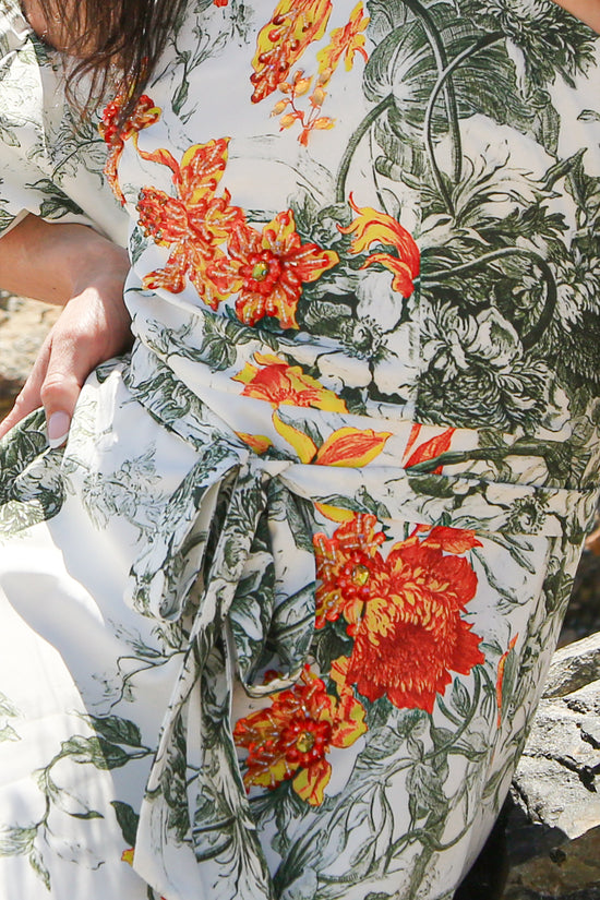 Cathy Tropical Print Falling Off Shoulder Maxi Dress - Shop Beulah Style