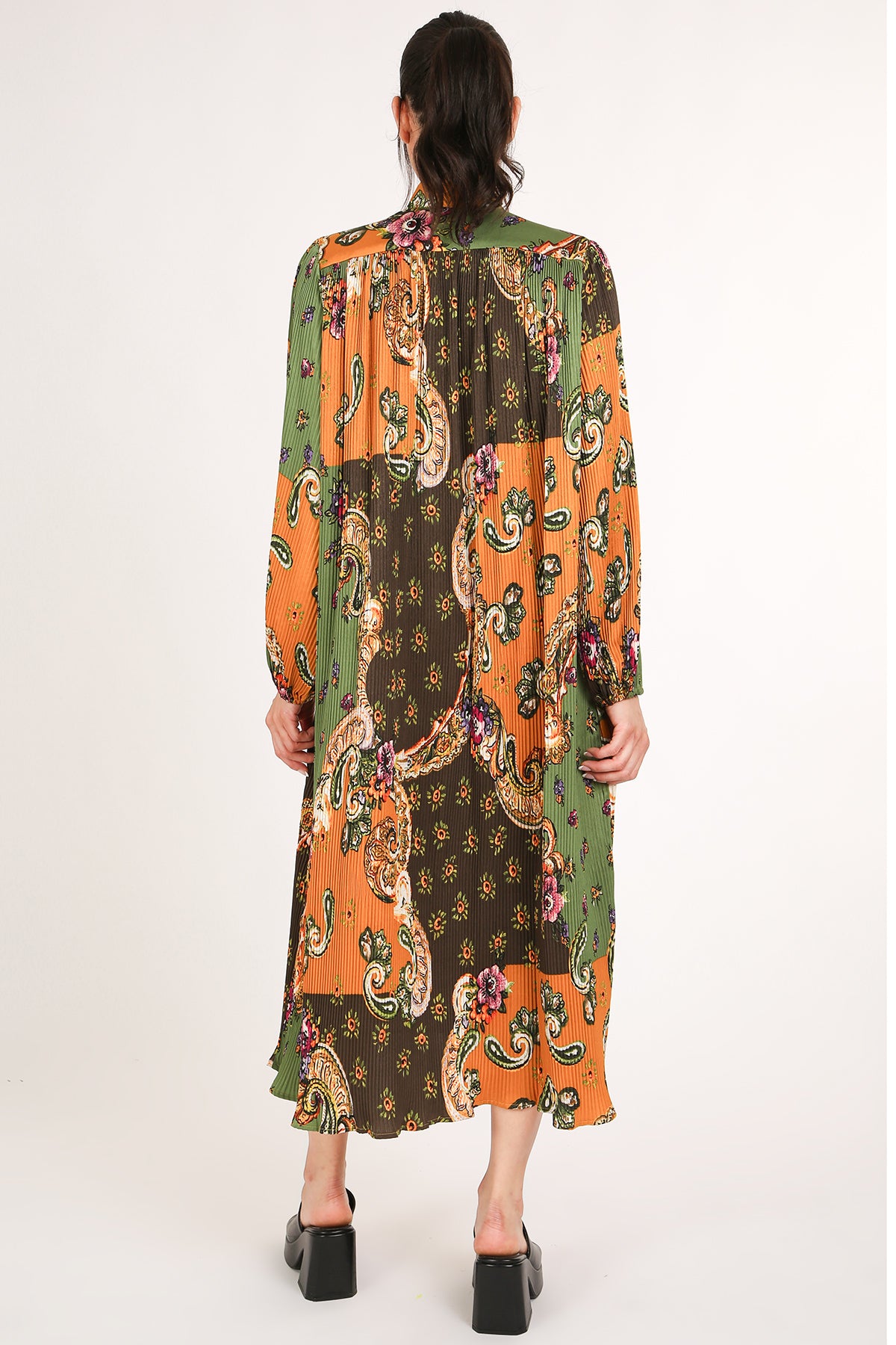 Jack Floral Paisley Print Pleated Button Down Midi Dress - Shop Beulah Style