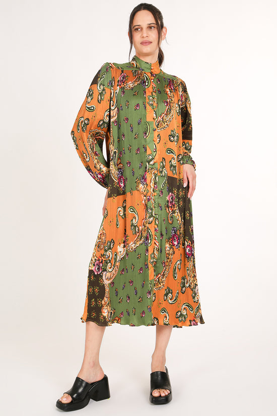 Jack Floral Paisley Print Pleated Button Down Midi Dress - Shop Beulah Style