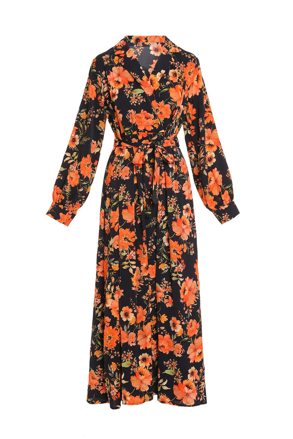 Florence Floral Printed V-Neck Wrap Maxi Dress