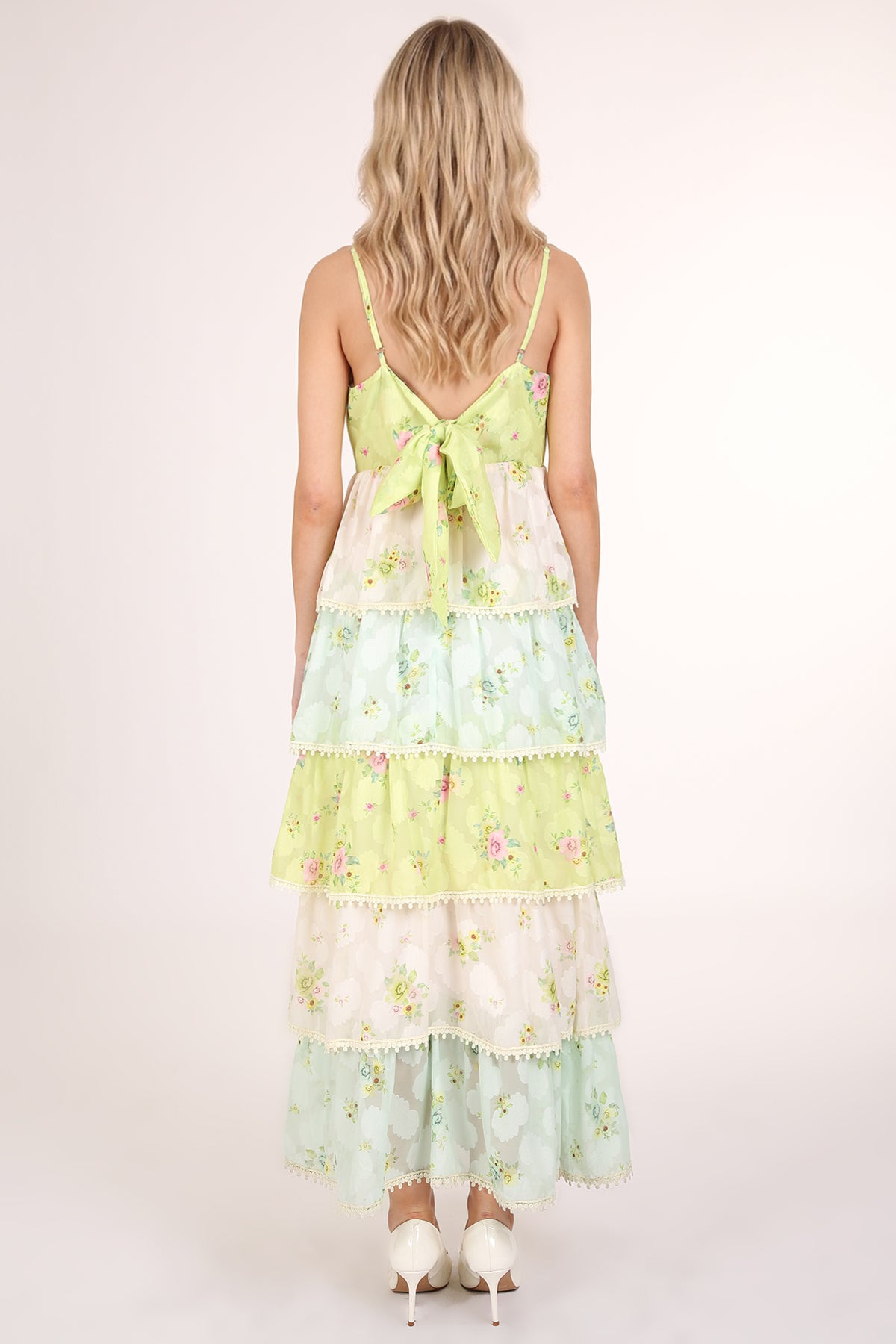 Jacky Floral Print Lace Trim Tiered Maxi Slip Dress - Shop Beulah Style