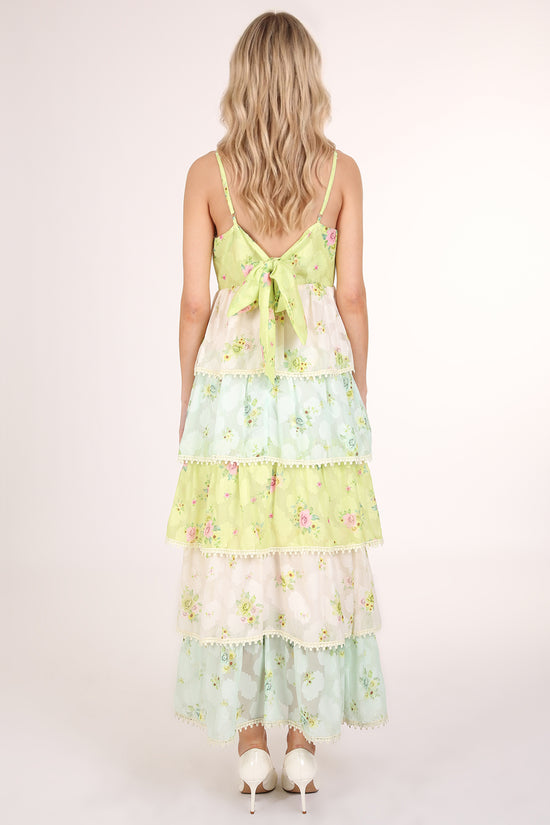 Jacky Floral Print Lace Trim Tiered Maxi Slip Dress - Shop Beulah Style