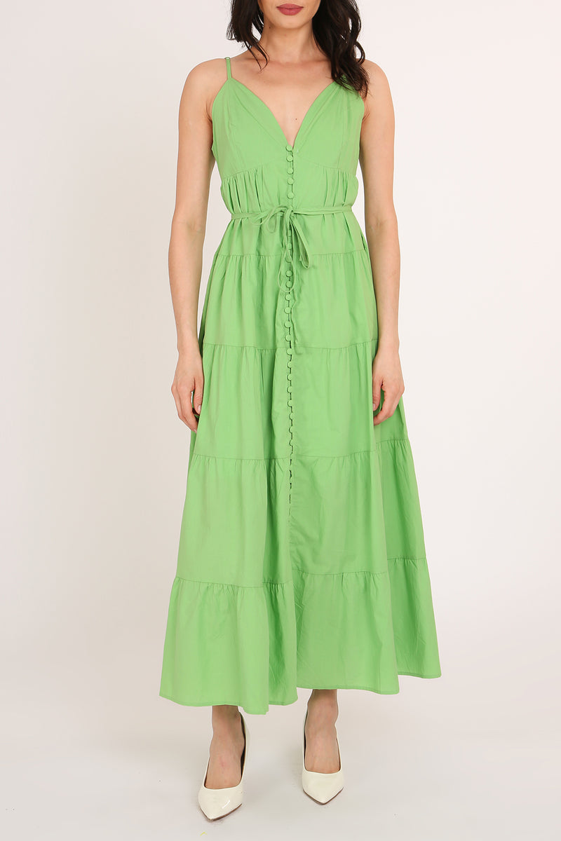 Florence Tiered Sweetheart Belted A-Line Maxi Slip Dress - Shop Beulah Style
