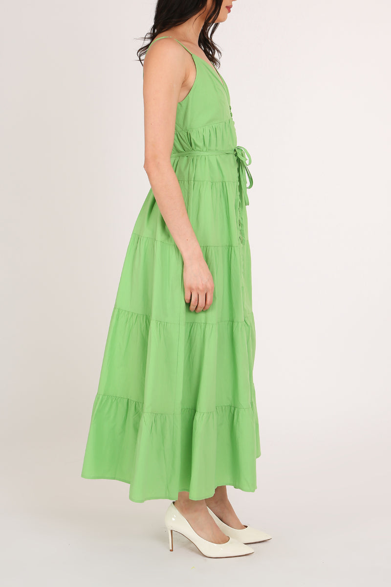Florence Tiered Sweetheart Belted A-Line Maxi Slip Dress - Shop Beulah Style