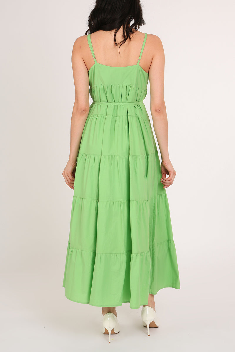 Florence Tiered Sweetheart Belted A-Line Maxi Slip Dress - Shop Beulah Style