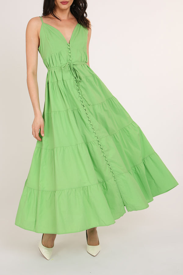 Florence Tiered Sweetheart Belted A-Line Maxi Slip Dress - Shop Beulah Style