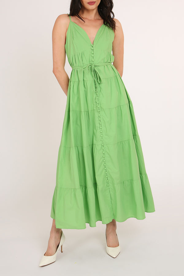 Florence Tiered Sweetheart Belted A-Line Maxi Slip Dress - Shop Beulah Style