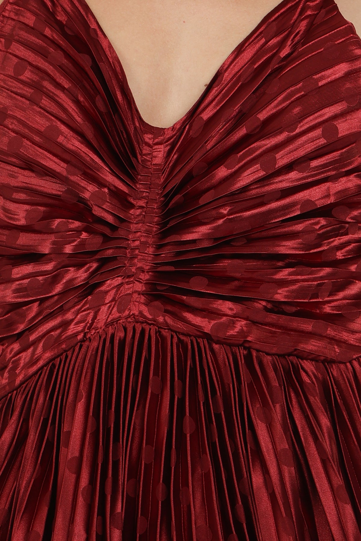 Dolly Dotted Pleats Satin Sweetheart Maxi Dress - Shop Beulah Style