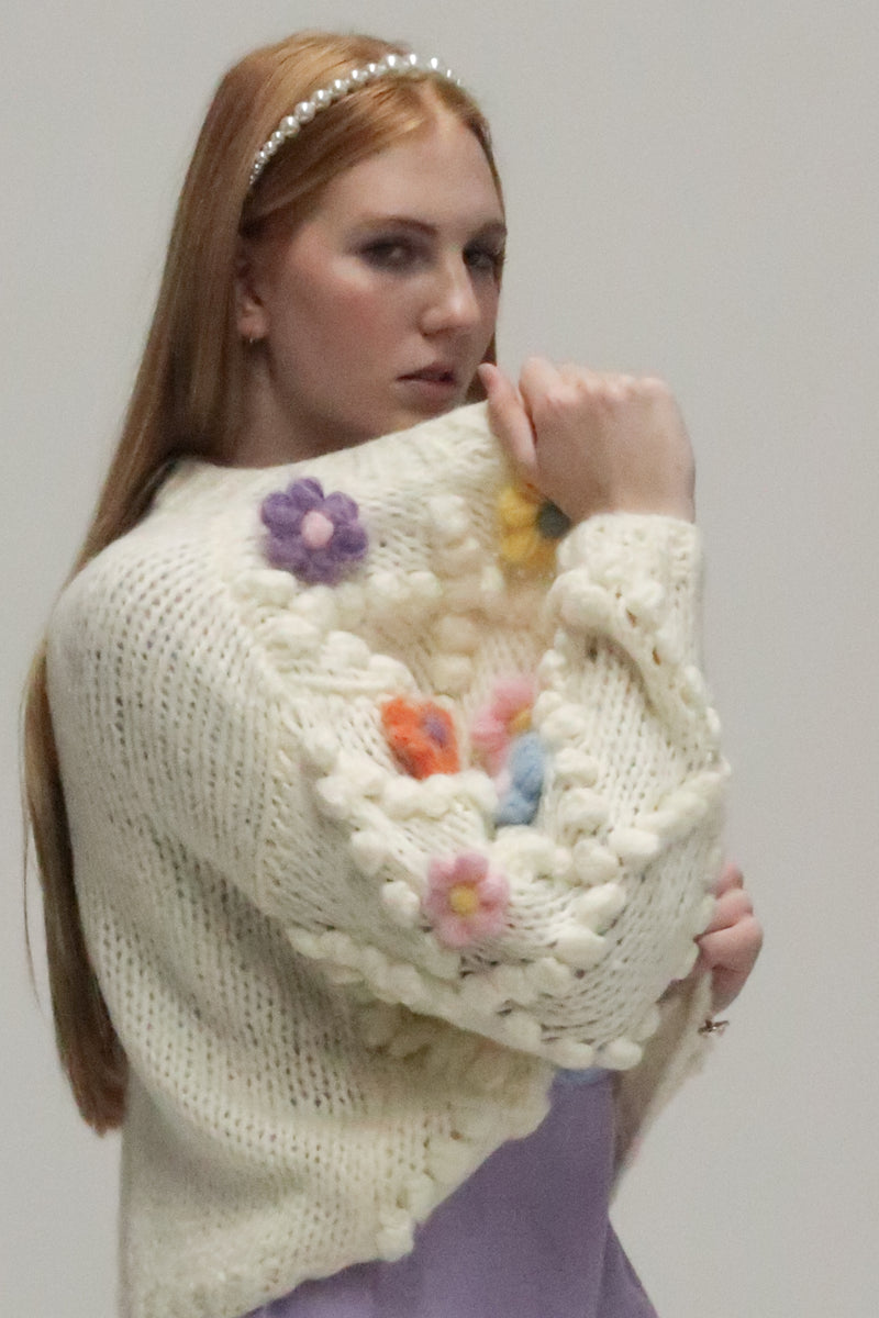 Mona Flower Crochet Chunky Sweater Top - Shop Beulah Style