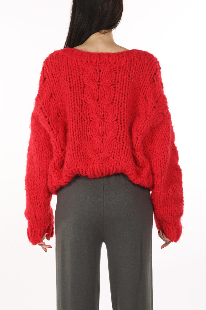 Juliet Pom Pom Cable Pattern Knit Cardigan - Shop Beulah Style