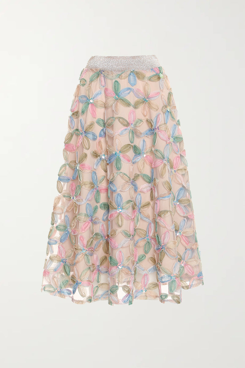 Floral Sequin Mesh Layered Skirt - Shop Beulah Style