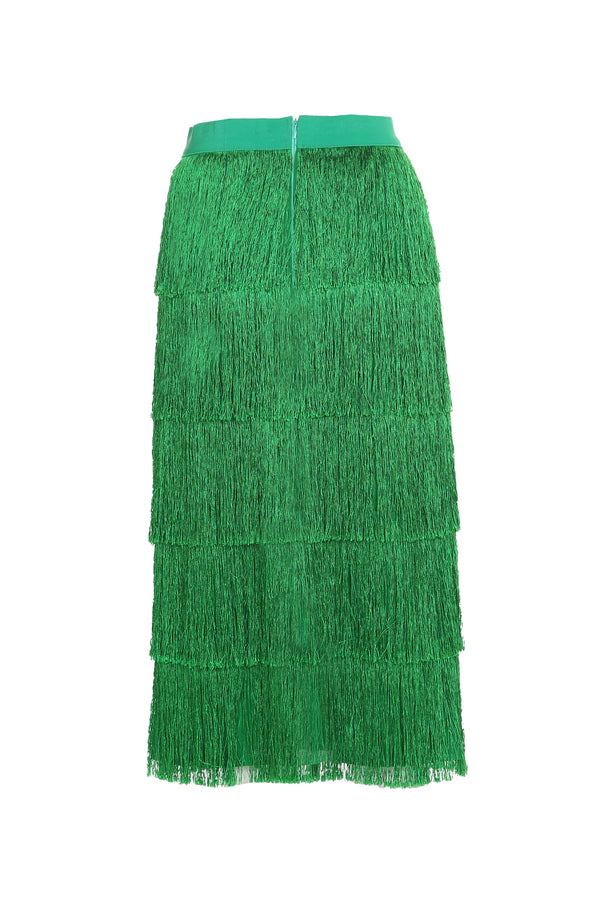 Tiered Fringed Midi Pencil Skirt - Shop Beulah Style