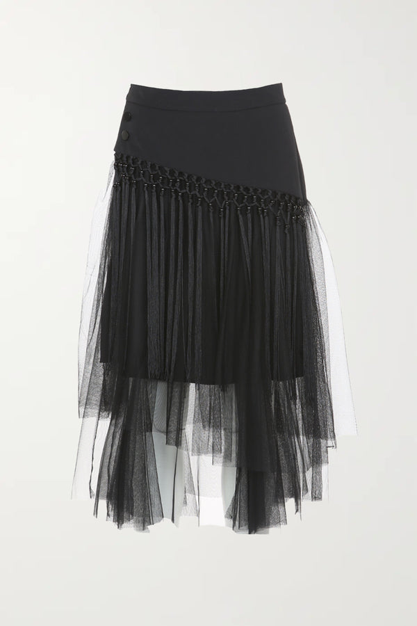 Melanie Fringe Front Mesh Skirt - Shop Beulah Style