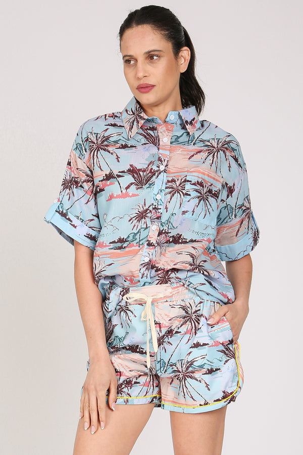 Kim Hawaiian Print Shirt and Shorts Set