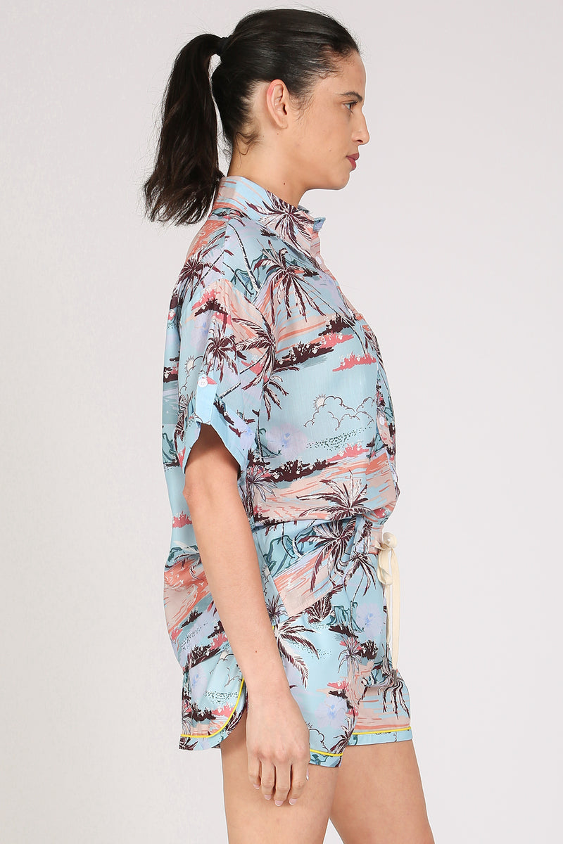 Kim Hawaiian Print Shirt and Shorts Set
