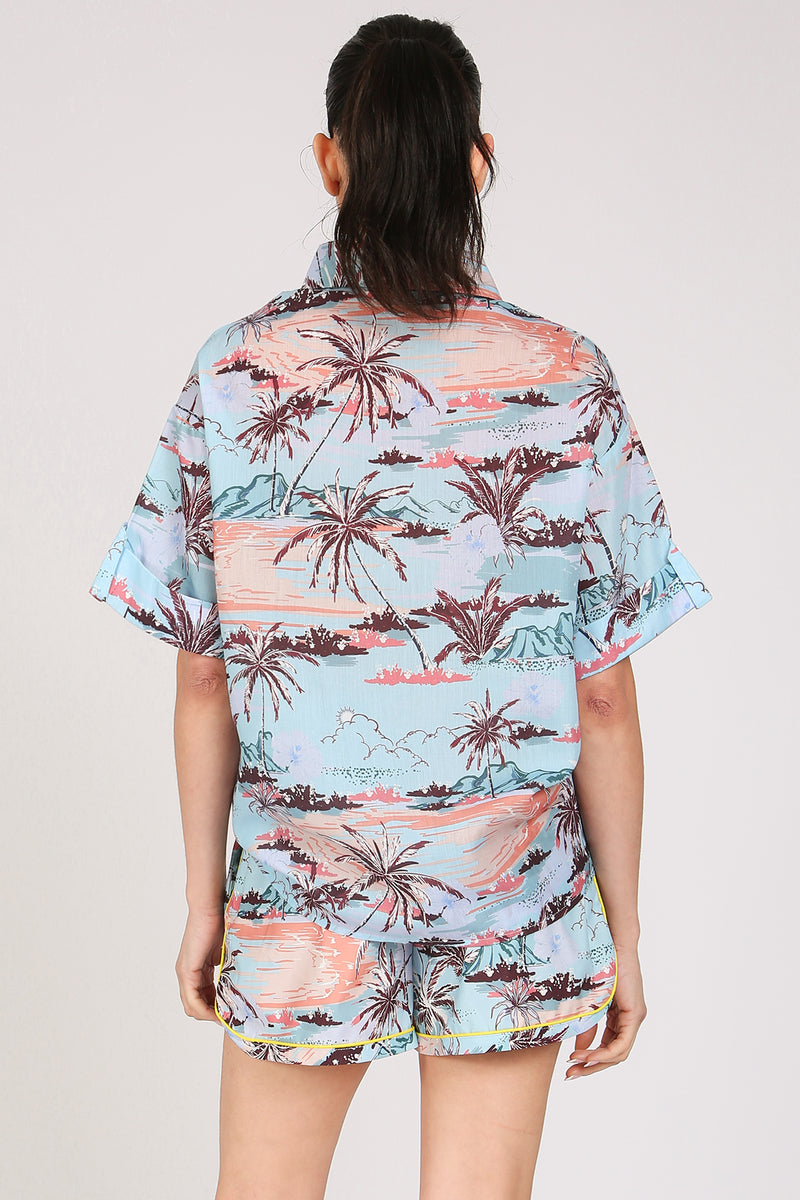 Kim Hawaiian Print Shirt and Shorts Set