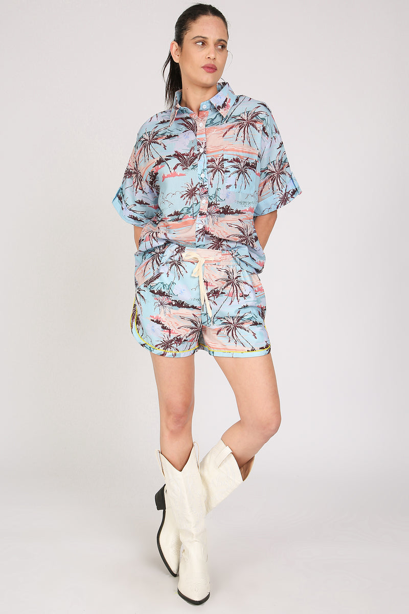 Kim Hawaiian Print Shirt and Shorts Set