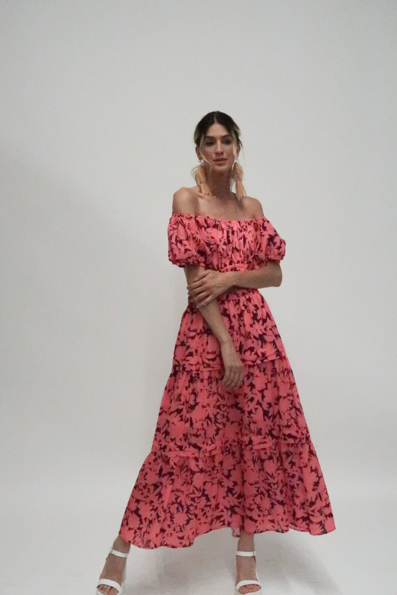 Roma Off Shoulder Crop Top And Maxi Tiered Skirt Set - Shop Beulah Style