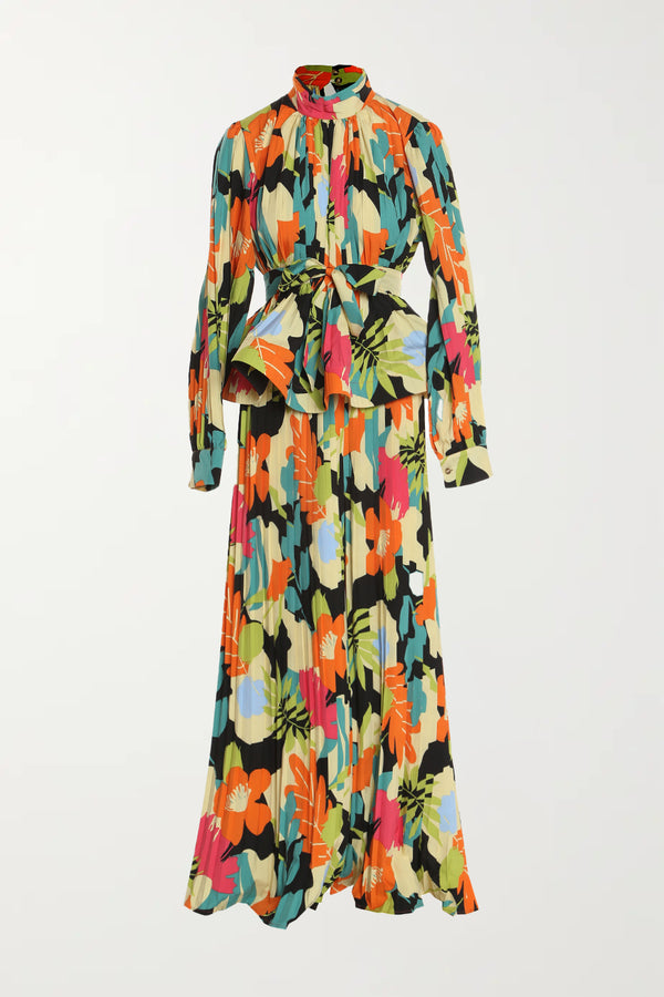 Skylar Pleated Peplum Top & Wide Pants Set - Shop Beulah Style