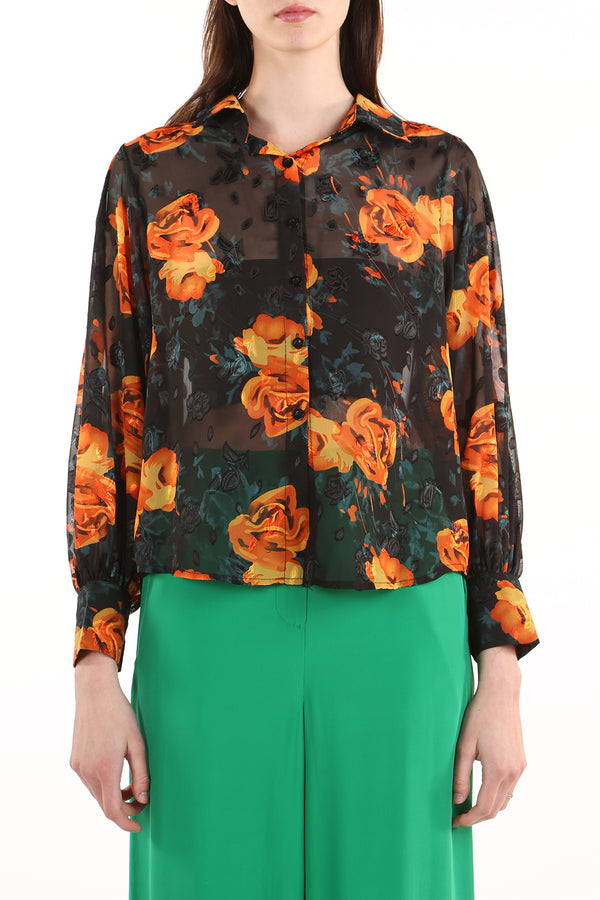 Floral Printed Sheer Blouse - Shop Beulah Style