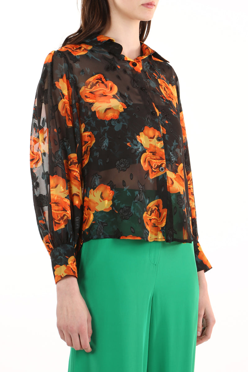 Floral Printed Sheer Blouse - Shop Beulah Style