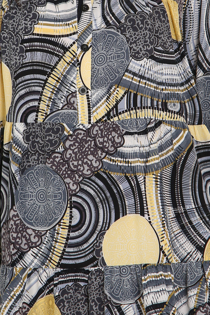Iris Multi-Print Tiered A-Line Henley Midi Dress - Shop Beulah Style