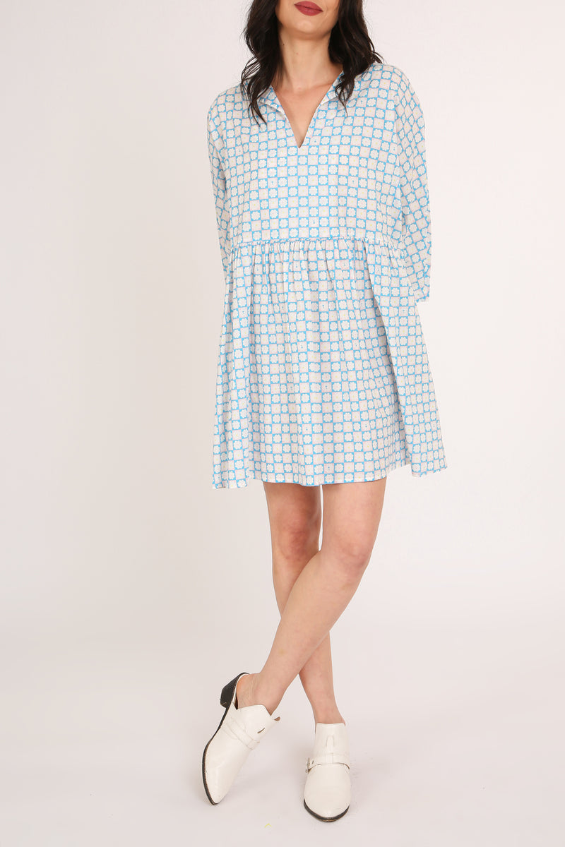 Vincent Floral Print Patterned V-Neck Mini Tunic Dress - Shop Beulah Style