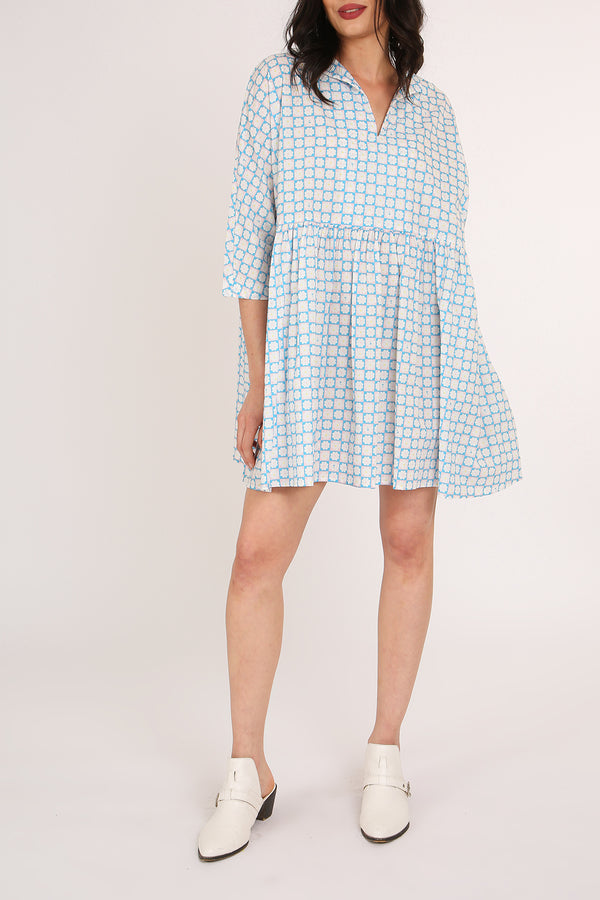 Vincent Floral Print Patterned V-Neck Mini Tunic Dress - Shop Beulah Style
