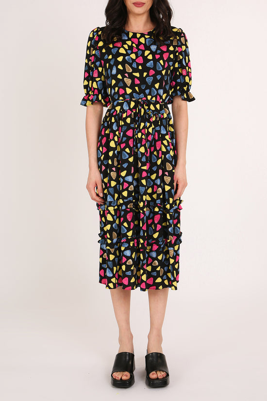Nico Multicolor Geo Print Tiered Midi Summer Dress - Shop Beulah Style