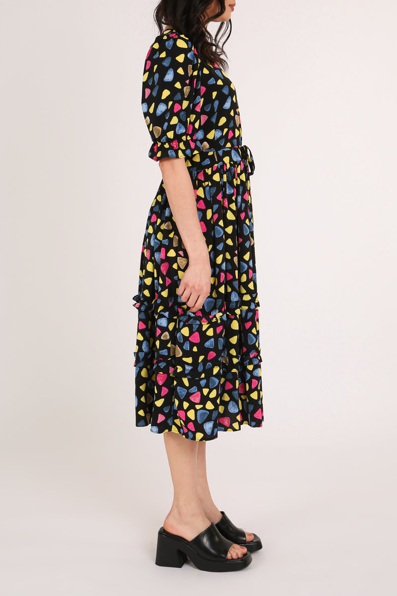 Nico Multicolor Geo Print Tiered Midi Summer Dress - Shop Beulah Style