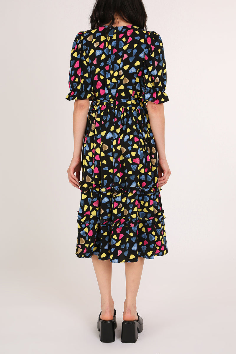 Nico Multicolor Geo Print Tiered Midi Summer Dress - Shop Beulah Style