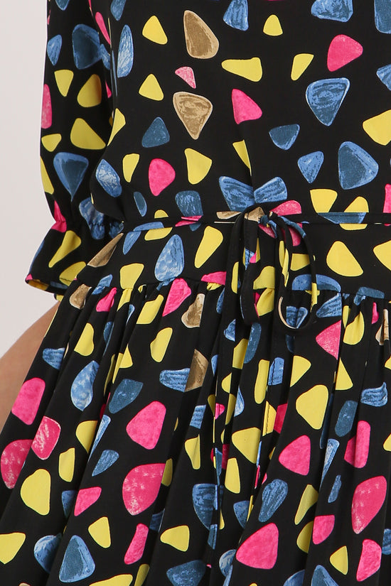 Nico Multicolor Geo Print Tiered Midi Summer Dress - Shop Beulah Style