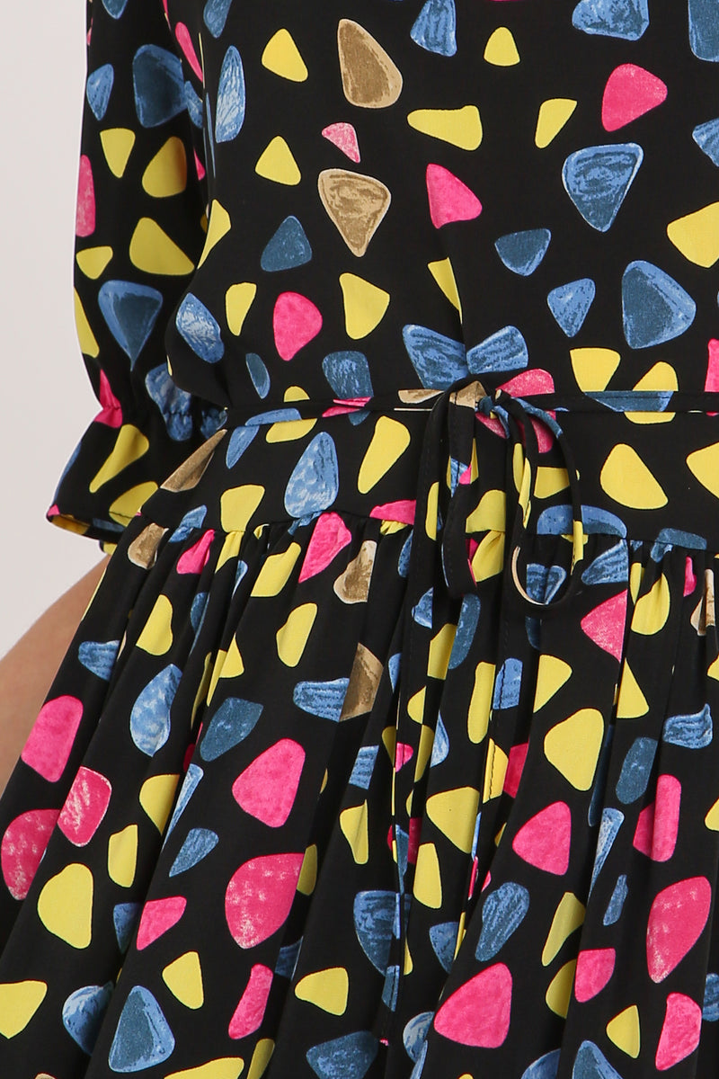 Nico Multicolor Geo Print Tiered Midi Summer Dress - Shop Beulah Style