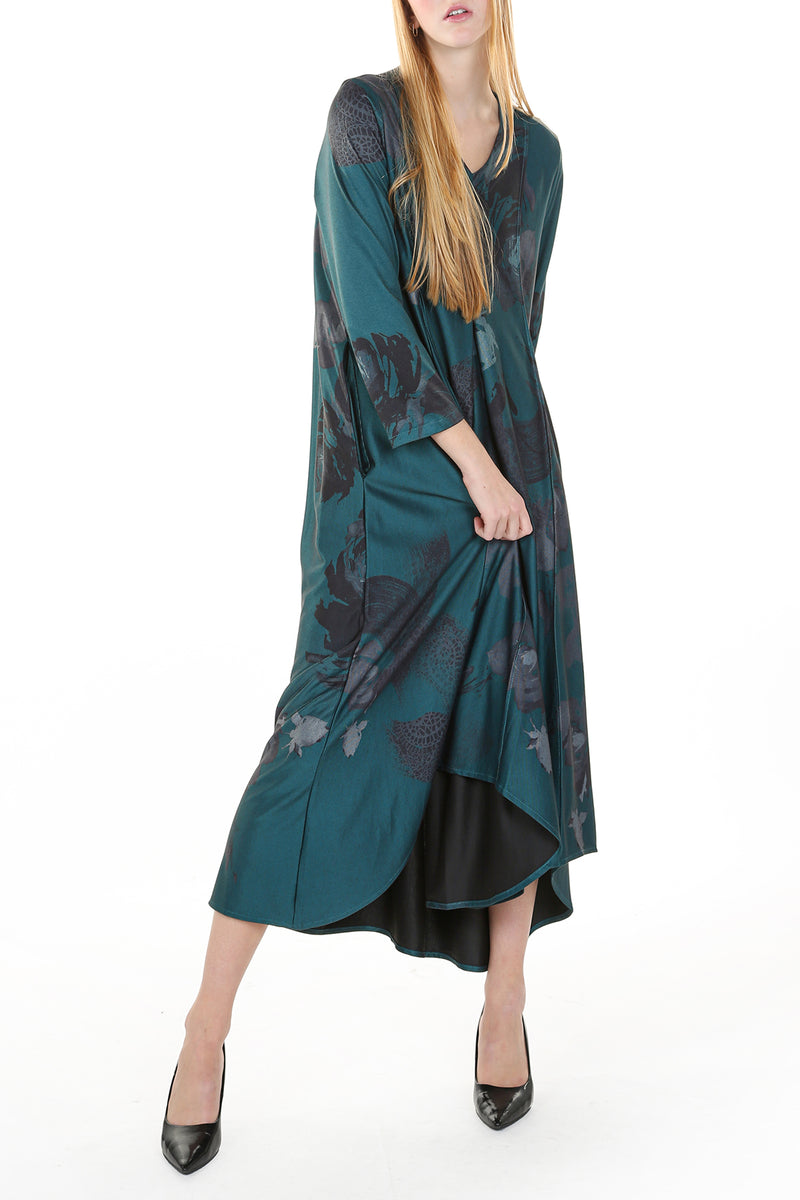 Harlow Abstract Printed High Low Midi Dress