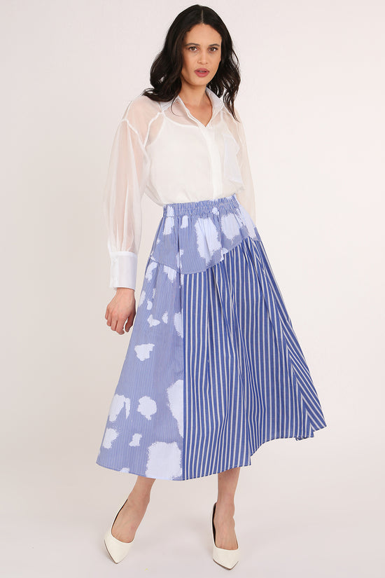 Karen Multi-Striped & Printed Panel Detail A-Line Skirt - Shop Beulah Style