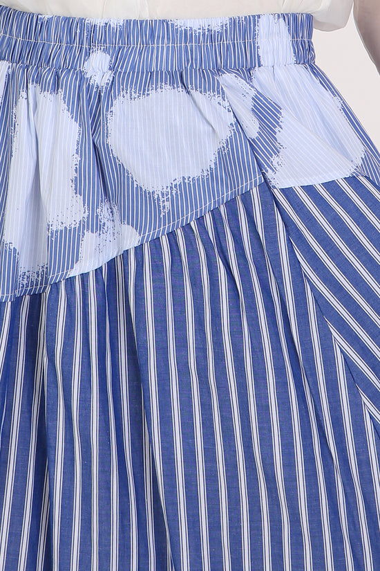 Karen Multi-Striped & Printed Panel Detail A-Line Skirt - Shop Beulah Style
