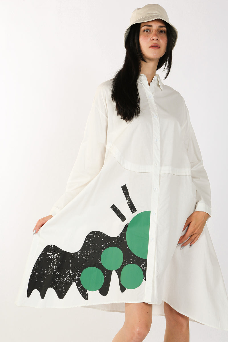 Bea Mod Graphic Printed Shirt Dress - Shop Beulah Style