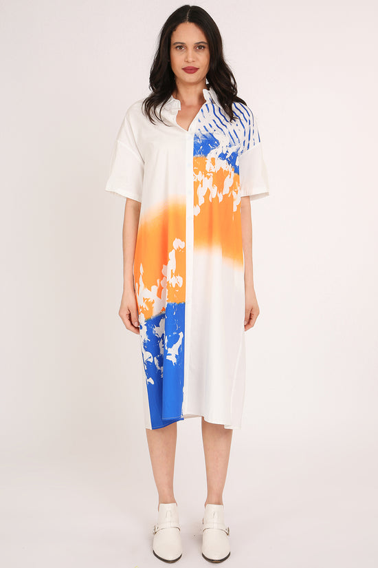 Samuel Multicolor Abstract Printed Midi Shirt Dress - Shop Beulah Style
