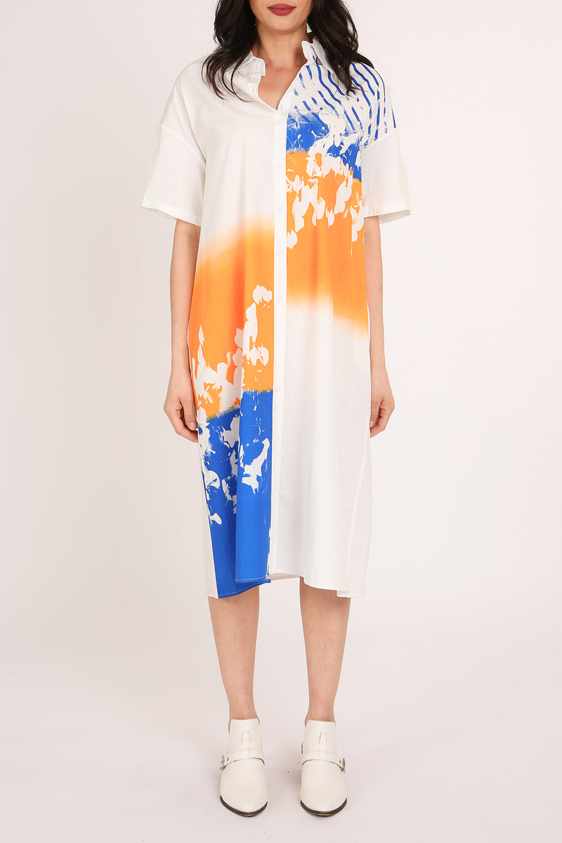 Samuel Multicolor Abstract Printed Midi Shirt Dress - Shop Beulah Style