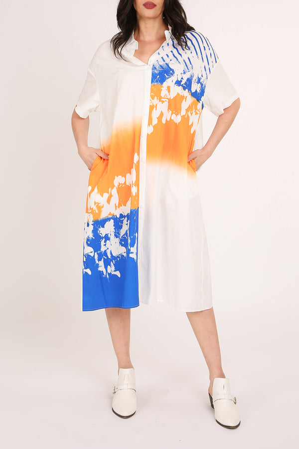 Samuel Multicolor Abstract Printed Midi Shirt Dress - Shop Beulah Style