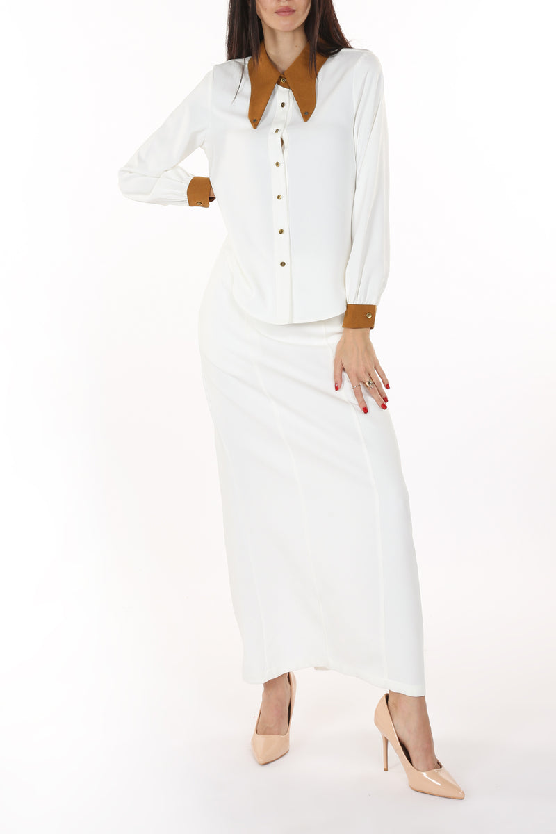 Coby Swallow Tail Collared Button Blouse Shirt - Shop Beulah Style