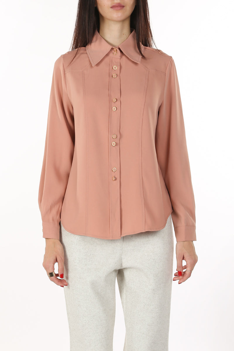 Liam Double Button Design Blouse Shirt - Shop Beulah Style