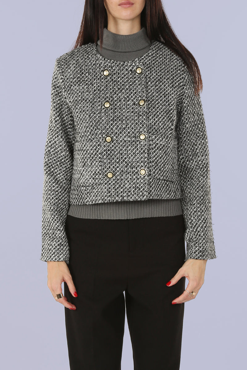 Ken Double Breasted Tweed Crop Jacket - Shop Beulah Style