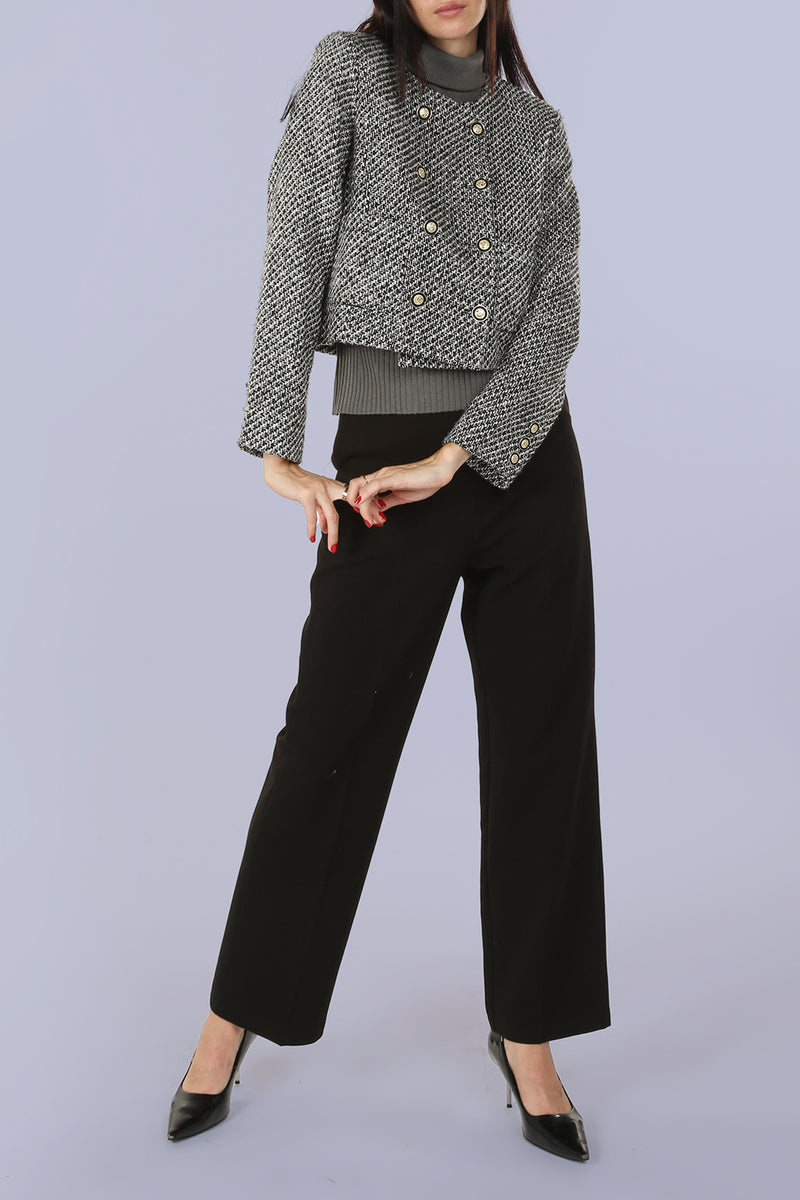 Ken Double Breasted Tweed Crop Jacket - Shop Beulah Style