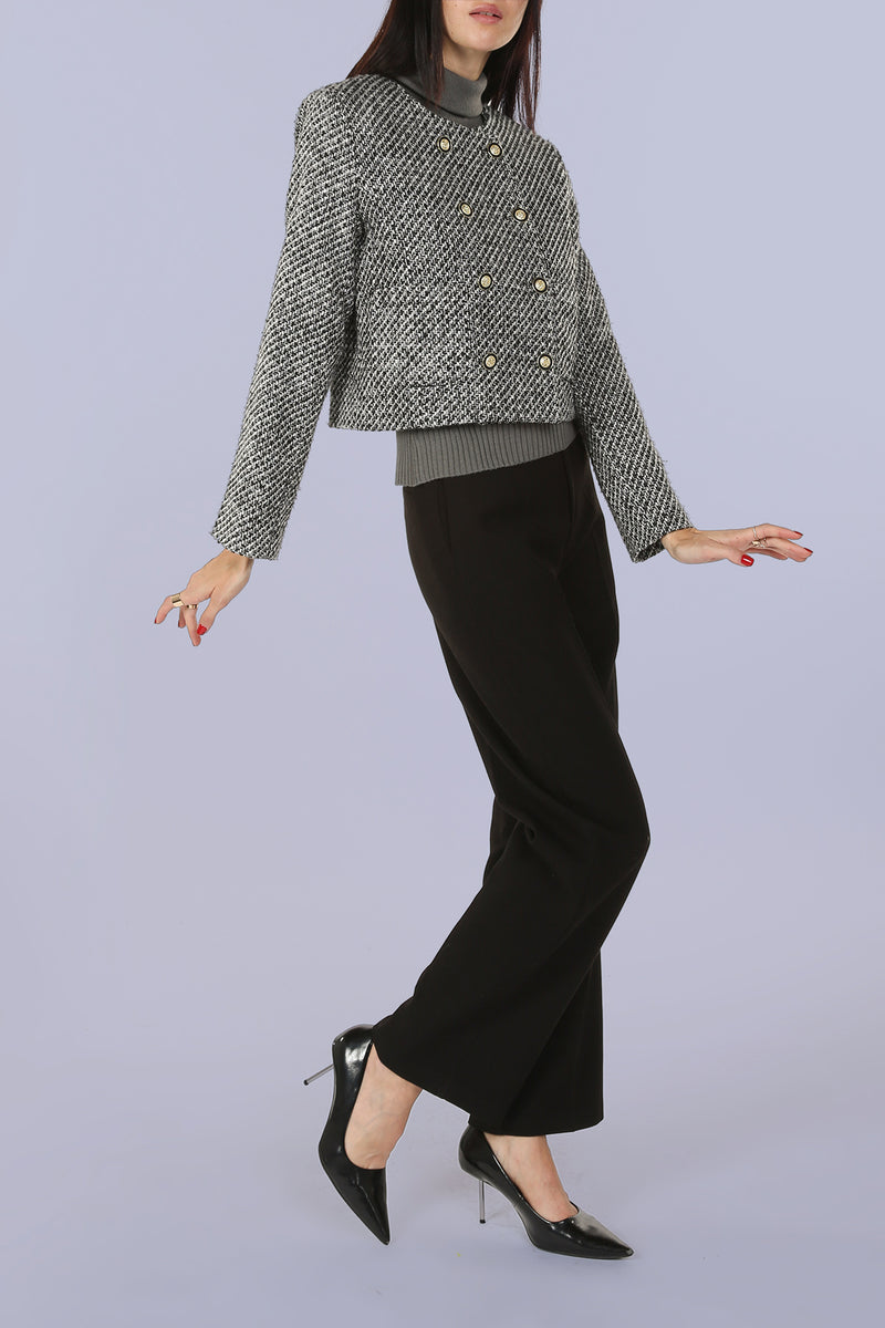 Ken Double Breasted Tweed Crop Jacket - Shop Beulah Style