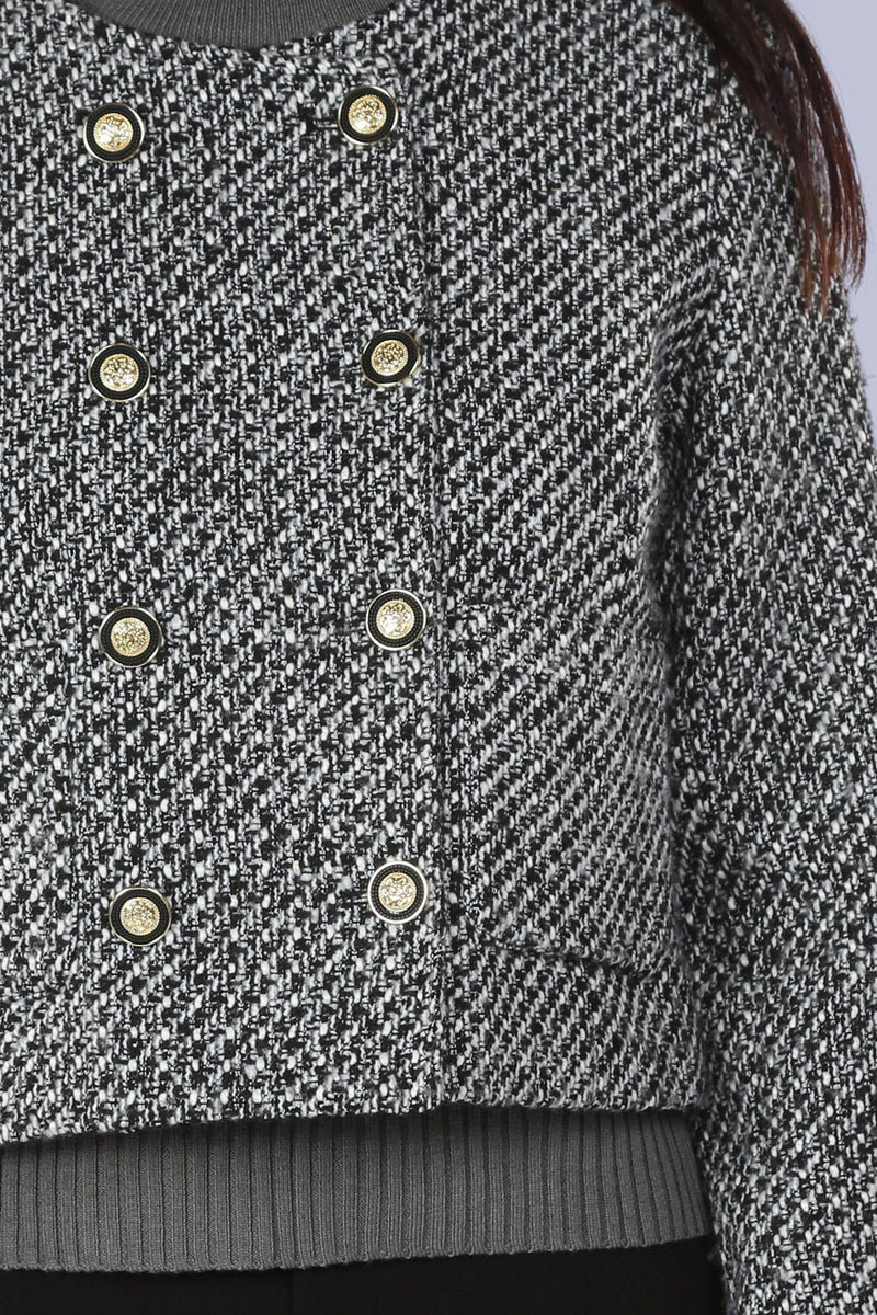 Ken Double Breasted Tweed Crop Jacket - Shop Beulah Style