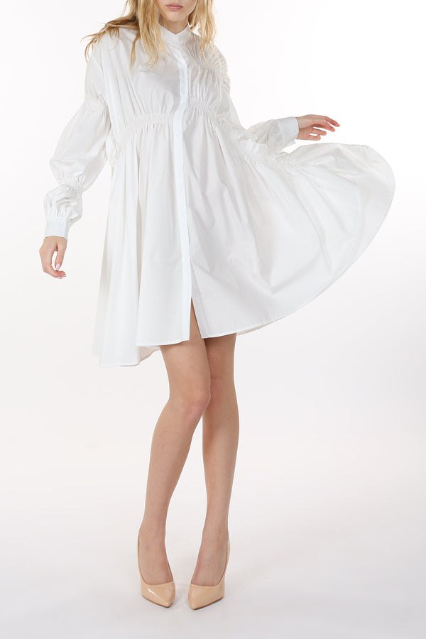 Shanna Asymmetrical Multi Ruched Shirt Midi Dress - Shop Beulah Style